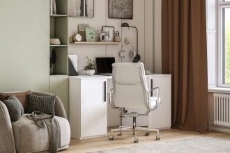 Письменный стол Ада в белом цвете с гладкими фасадами