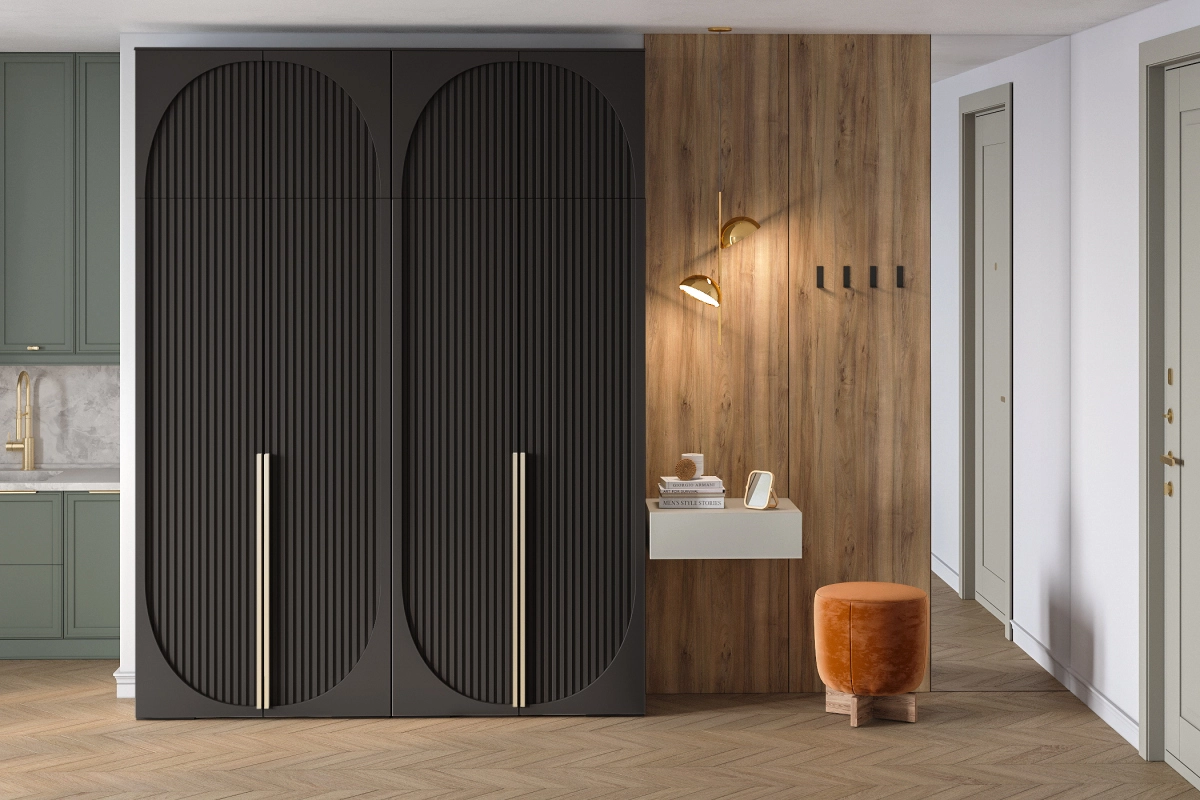 Двухдверчатый шкаф, функциональная мебель для прихожей или спальни Двухдверчатый шкаф для хранения одежды и вещей