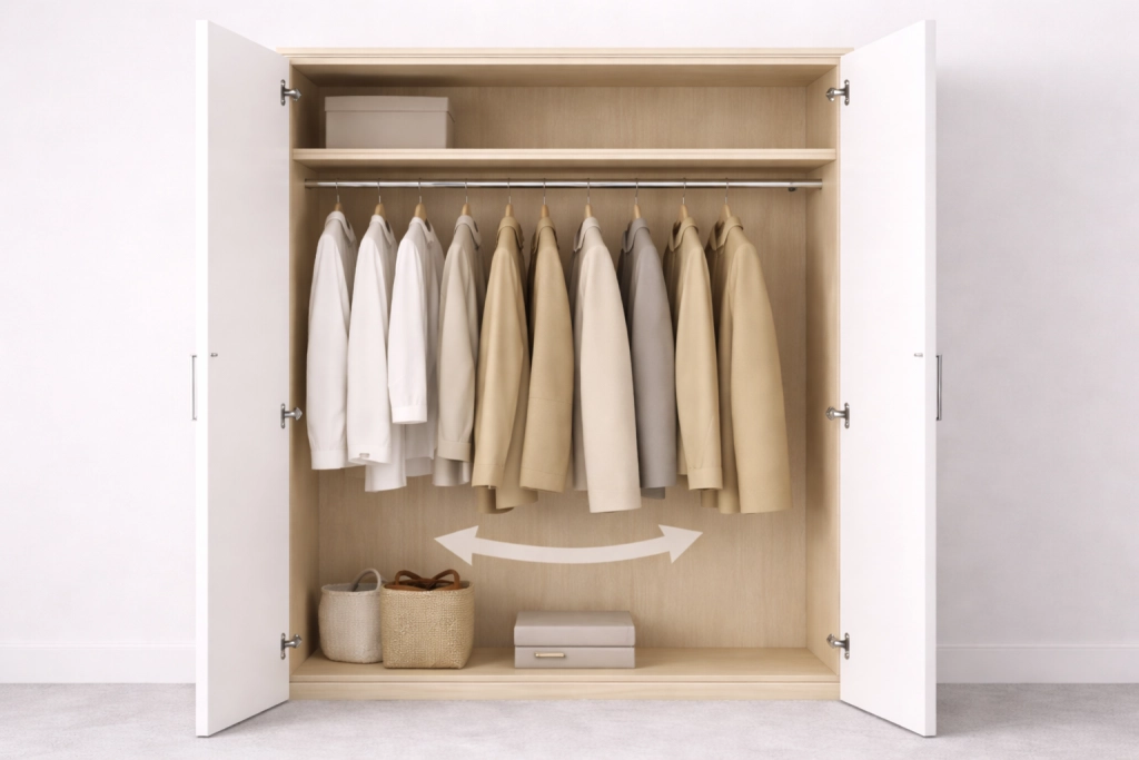 Шкаф с классической штангой для одежды на плечиках