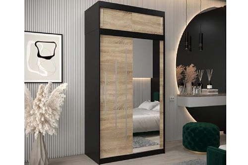 Шкаф-купе Валмиера-3А NEW Черный/Дуб Сонома - фото 1