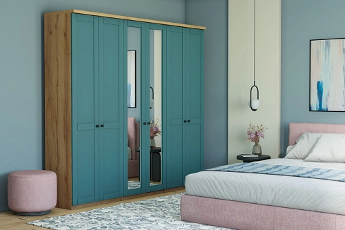 Шкаф распашной София РАХ-4 МДФ Аквамарин - фото 1