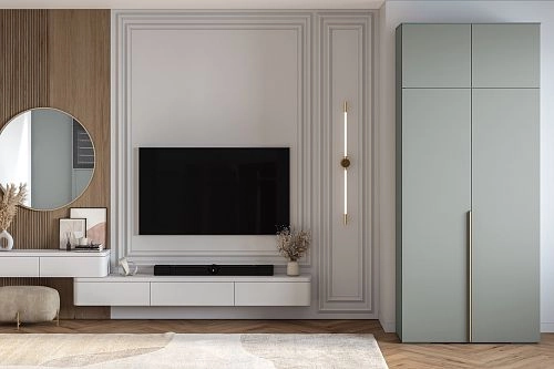 Шкаф распашной Солфорд 2 с антресолью Сумеречный Голубой - фото 1