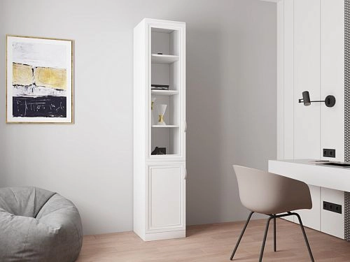 Книжный шкаф Библиограф 1.3 Рельеф Белый - фото 1