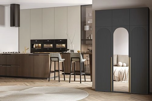 Шкаф распашной Брей-3 Хит с антресолью с зеркалом Черный - фото 1