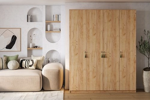 Шкаф распашной Монтана-4 Дуб Крафт Золотой - фото 1