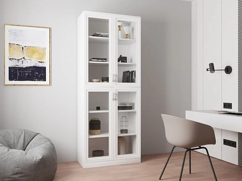 Книжный шкаф Библиограф 2.2 Рельеф Белый - фото 1