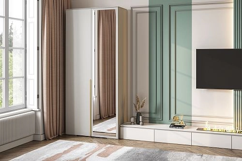 Шкаф распашной Солфорд 2 с зеркалом Кашемир - фото 1