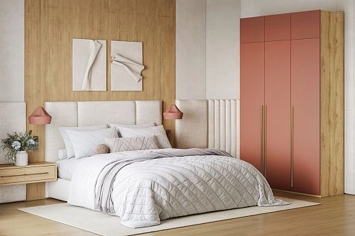 Шкаф распашной с антресолью Микос МДФ-3 Шарли терракота - фото 1