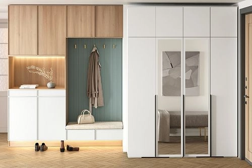 Шкаф распашной Солфорд 4 с антресолью с зеркалами Белый - фото 1