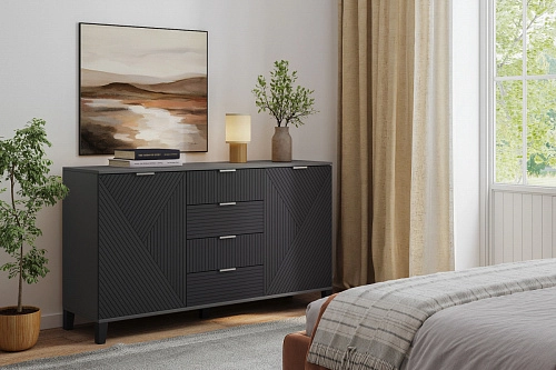 Комод Марвин 25 фрезеровка 8+11 Графит - фото 1