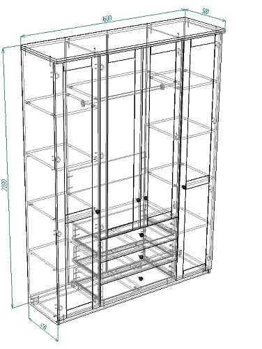 Шкаф распашной София РАХ-16 МДФ Графит - фото 3