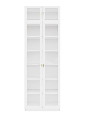 Шкаф Библиотека Билли Хелена-20 с антресолью Белый/Золотой - фото 5