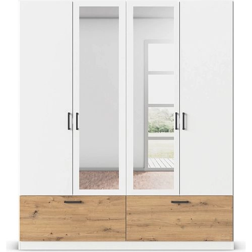 Шкаф распашной Бари-6 Белый / Дуб Бунратти - фото 3