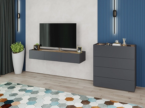 Стенка Сия-3 Графит - фото 1