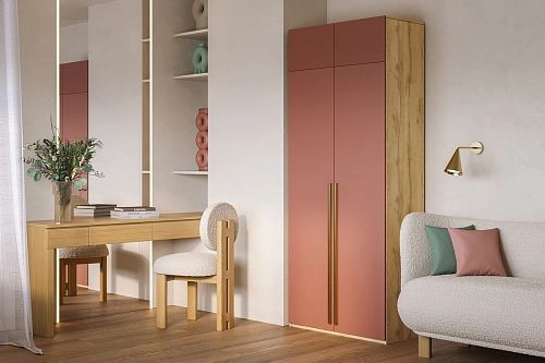 Шкаф распашной с антресолью Микос МДФ-2 Шарли терракота - фото 1