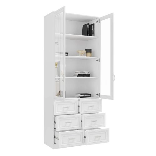 Книжный шкаф Библиограф 2.5 Рельеф Белый - фото 2