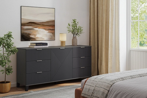 Комод Марвин 33 фрезеровка 8+11 Графит - фото 1