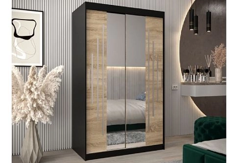 Шкаф-купе Валмиера-4 NEW Черный/Дуб Сонома - фото 1