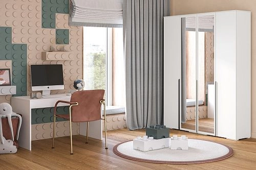 Шкаф распашной Солфорд 4 с зеркалами Белый - фото 1