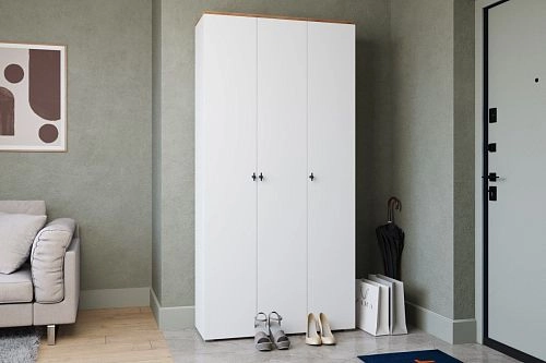 Шкаф распашной Квели 3 Белый - фото 1