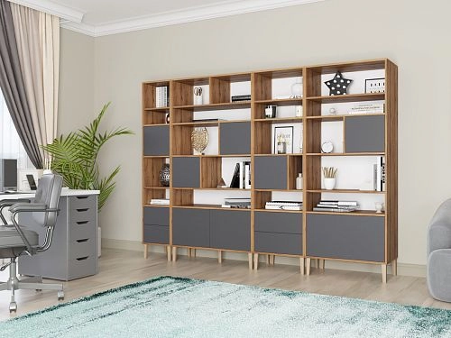 Шкаф для книг Скарлет Графит - фото 1