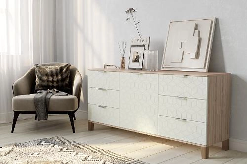 Комод Марвин Йорк 33 фрезеровка 2 Милк - фото 1