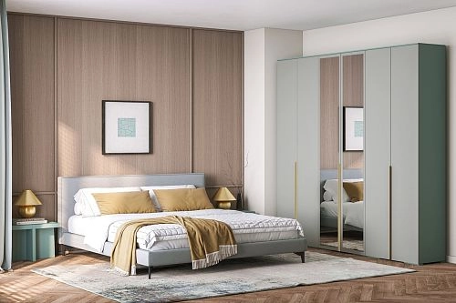 Шкаф распашной Солфорд 6 с зеркалами Сумеречный Голубой - фото 1