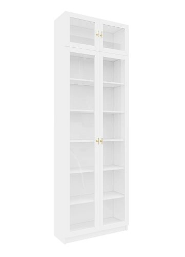 Шкаф Библиотека Билли Хелена-20 с антресолью Белый/Золотой - фото 4