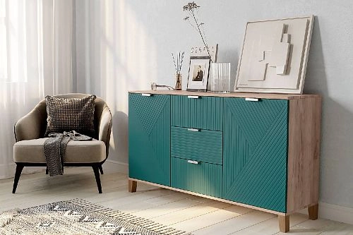 Комод Марвин Йорк 4 фрезеровка 11 Аквамарин - фото 1