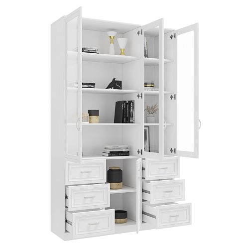 Шкаф Библиотека Библиограф 3.7 Рельеф Белый - фото 2