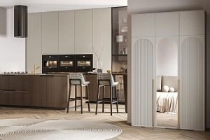 Брей-3 Хит с антресолью с зеркалом Кашемир