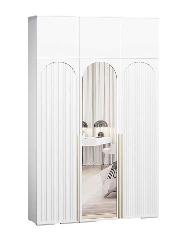 Шкаф распашной Брей-3 Хит с антресолью с зеркалом Белый - фото 4