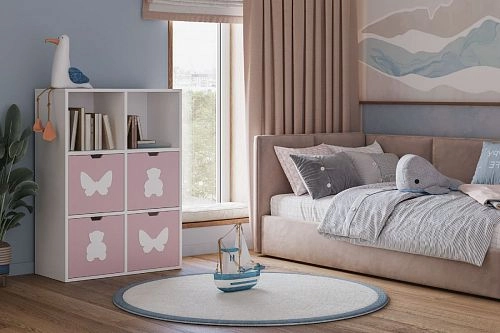 Стеллаж KIDS 10 Розовый Лайт - фото 1