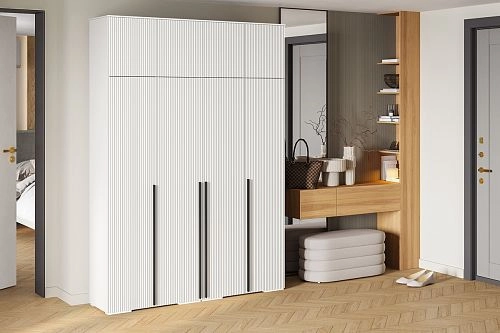 Шкаф распашной Лоренсе-4 с антресолью Белый - фото 1