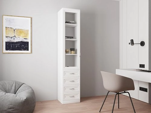 Книжный шкаф Библиограф 1.6 Рельеф Белый - фото 1