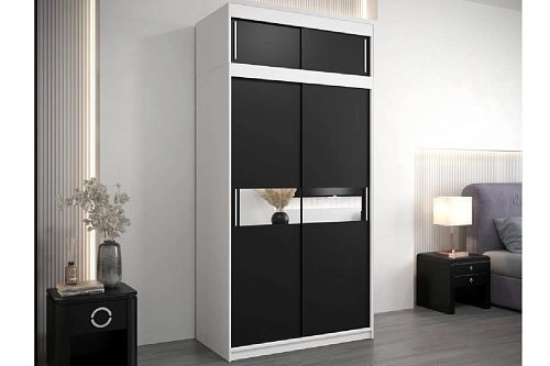Шкаф-купе Бенито-1А Белый/Чёрный - фото 1