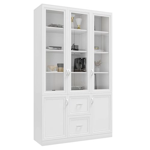 Шкаф Библиотека Библиограф 3.4 Рельеф Белый - фото 3