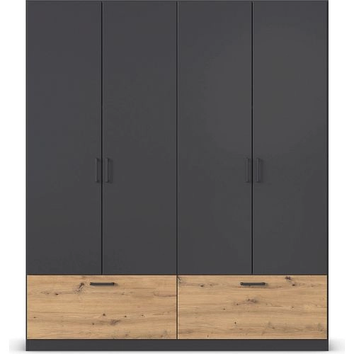 Шкаф распашной Бари-3 Черный / Дуб Бунратти - фото 3