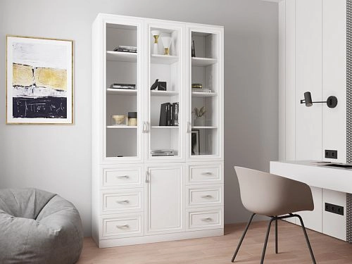 Шкаф Библиотека Библиограф 3.7 Рельеф Белый - фото 1