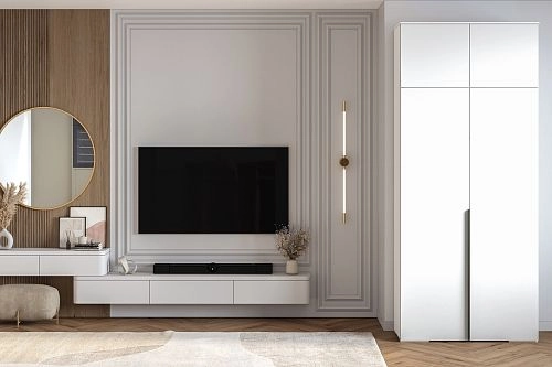 Шкаф распашной Солфорд 2 с антресолью Белый - фото 1