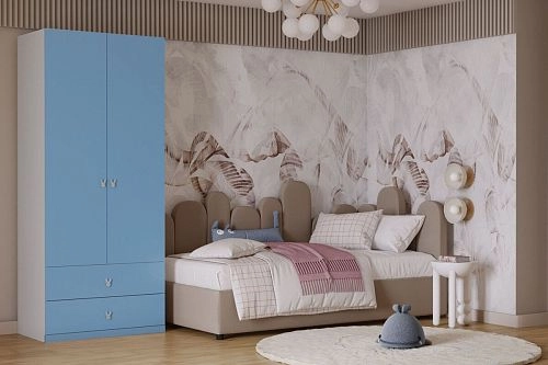 Шкаф распашной Банни-2.2 Пастельно-Синий - фото 1