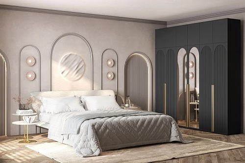 Шкаф распашной Брей-6 Хит с антресолью с зеркалами Черный - фото 1