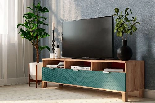 ТВ тумба Марвин Йорк фрезеровка 11 Аквамарин - фото 1