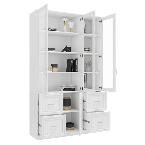 Шкаф Библиотека Библиограф 3.5 Рельеф Белый - фото 2