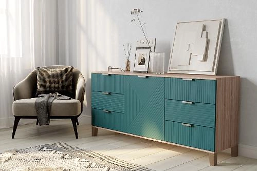 Комод Марвин Йорк 33 фрезеровка 11 Аквамарин - фото 1