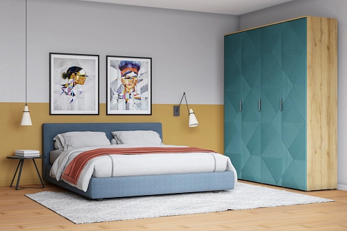 Шкаф распашной Салерно NEW 4 Аквамарин - фото 1