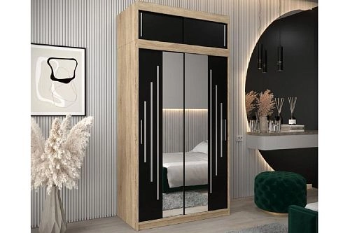 Шкаф-купе Валмиера-4А NEW Дуб Сонома/Черный - фото 1