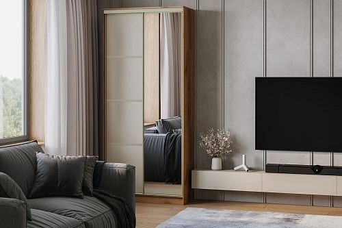 Шкаф-купе Борнео-2.4 Дуб Делано/Слоновая Кость - фото 1