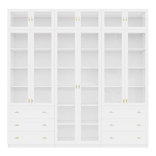 Шкаф Библиотека Билли Хелена-54 Белый/Золото - фото 5