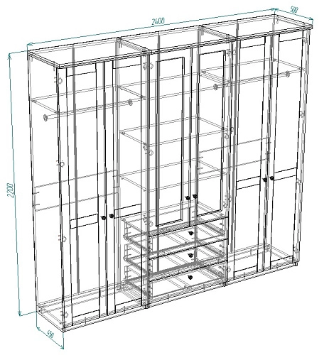 Шкаф распашной София РАХ-14 МДФ Аквамарин - фото 3